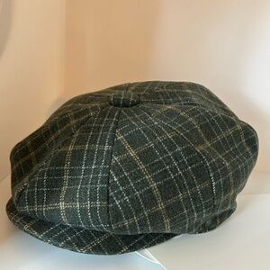 Classic Wool Green Tartan Plaid Newsboy Bakerboy Cap Cottagecore